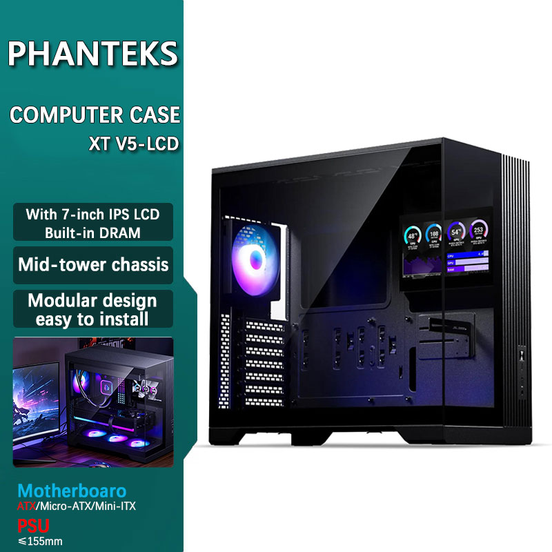 Phanteks XT V5-LCD ATX Compute - Mini Itx Case Water Cooling Support recension och pris